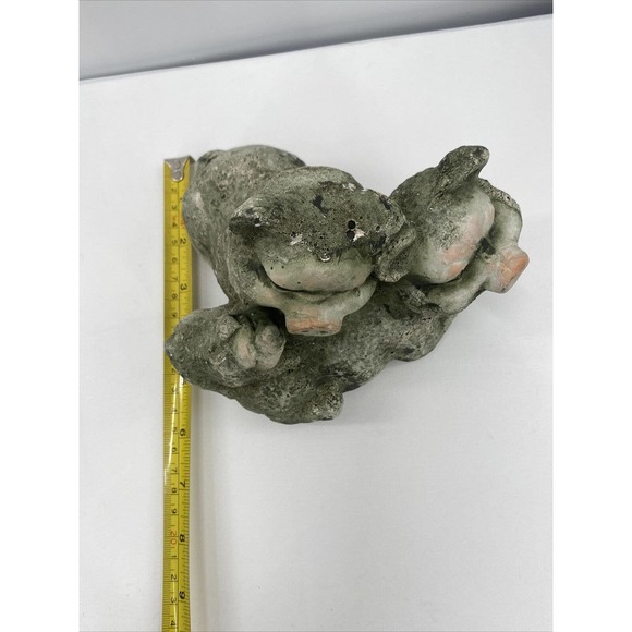 Pig Piglet Dad & Mama Pig W Baby Pig Green Terra Cotta Clay Figurine Yard Art - Picture 7 of 12